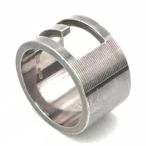 ⭐️Sz6 Gucci Full Inclusion Silver Cutout G Logo Band - Picture 6 of 11